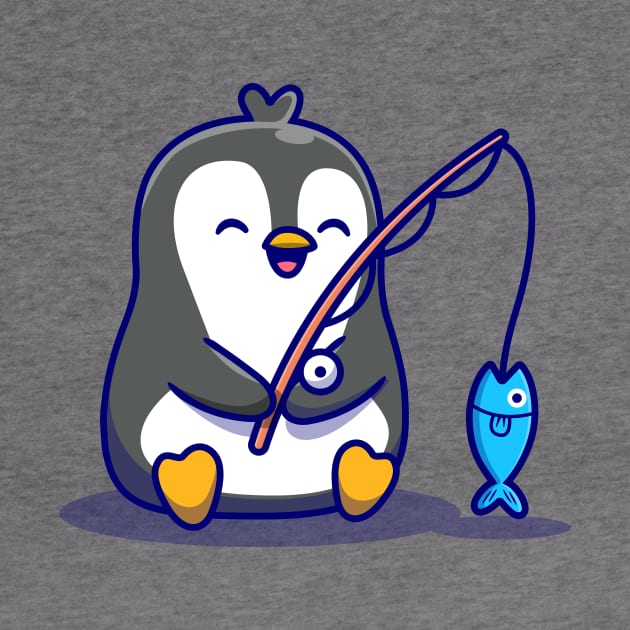 Cute Penguin Fishing Cartoon by Catalyst Labs